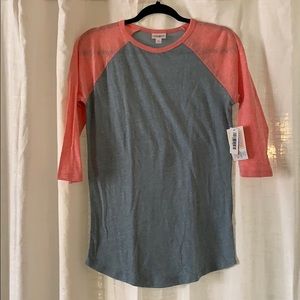 LulaRoe 3/4 pink and gray baseball style shirt